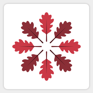 Radial Oak Leaves (Red) Magnet